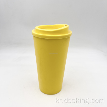 이중 벽 PP 여행용 머그잔 16oz 500ml 플라스틱 컵 뚜껑이있는 재사용 가능한 커피 컵